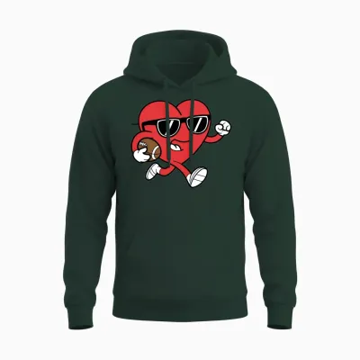 Heart American Football Valentines Day Boys Unisex Hoodie - Forest