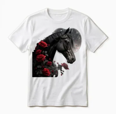 Black Horse Unisex T-Shirt - White