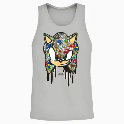 Sonic the Hedgehog - Sticker Sonic Unisex Tank Top - Ash