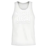 No One Is Illegal Stolen Land Native American Unisex Tank Top - White – 2