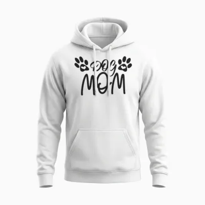 Dog Mom Dog Puppy Unisex Hoodie - White