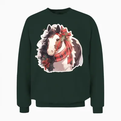 Horse Horses Christmas Riding Riding Sports Unisex Sweatshirt - Forest