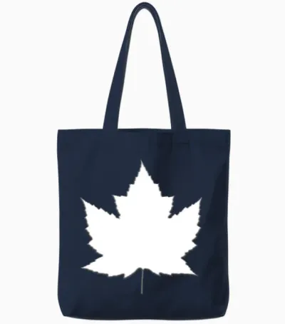 Canada Souvenirs White Maple Leaf Tote Bags - Navy