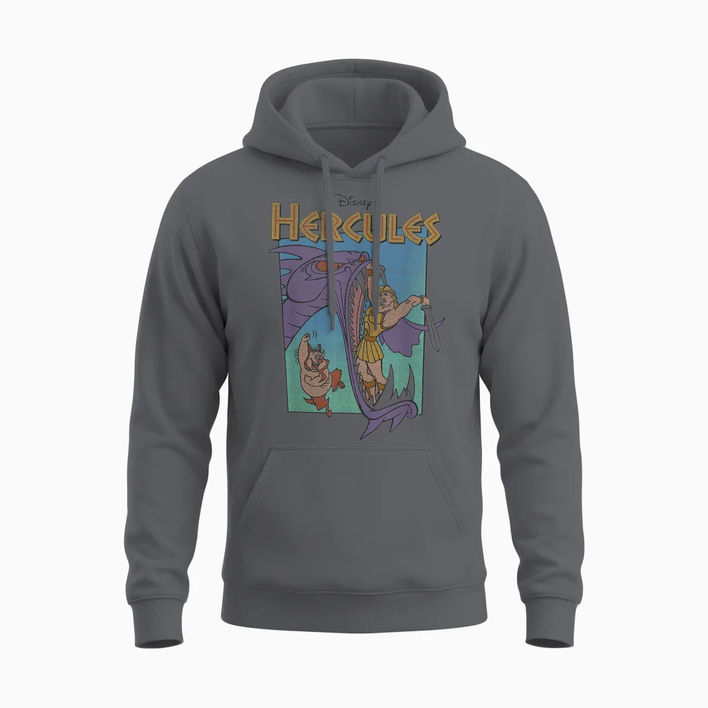 Disney Hercules Hydra Battle Retro Classic Movie Unisex Hoodie in Charcoal