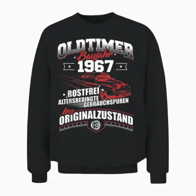Oldtimer Baujahr 1967 Jahrgang Geburtsjahr Geburtstag Unisex Sweatshirt - Black