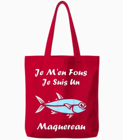Funny Mackerel Fish Je M'en Fous Je Suis Un Mackerel Tote Bags - Red
