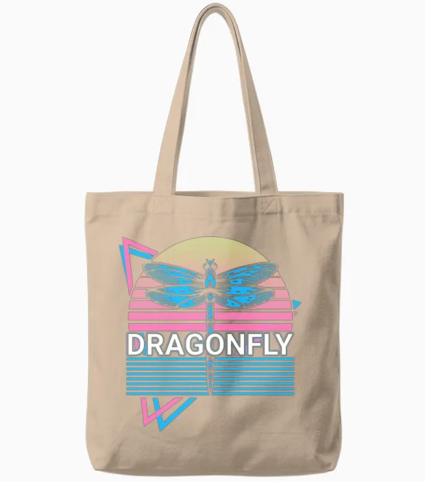 Dragonfly Dragonflies Retro Tote Bags in Natural