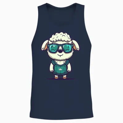 Funny Sheep with Sunglasses Unisex Tank Top - Navy