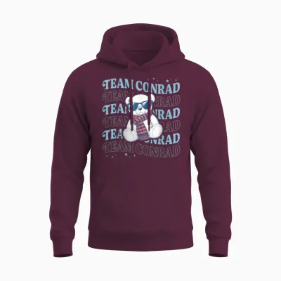Team Conrad Name Mint Bear for Men Women Unisex Hoodie - Maroon