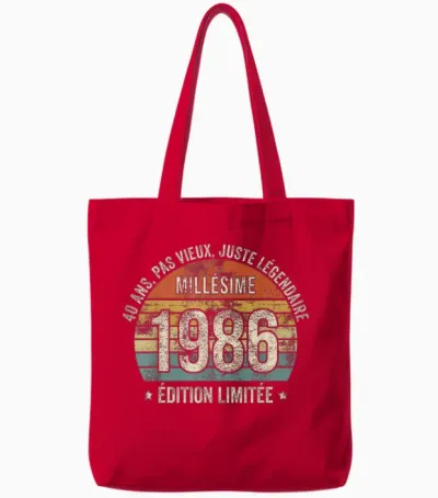40 Years Funny Vintage 1986 Limited Edition Gift 40 Years Tote Bags - Red