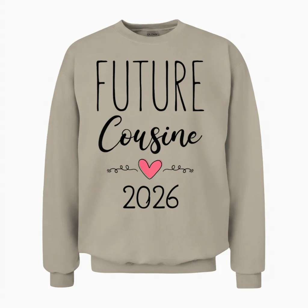 Enfant Je Serai Future Cousine En 2026 - Surprise Bébé Coming Unisex Sweatshirt in Sand