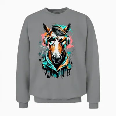 Horse Riding - Cute Horse Head - Equestrian Sports Unisex Sweatshirt - Sport Grey