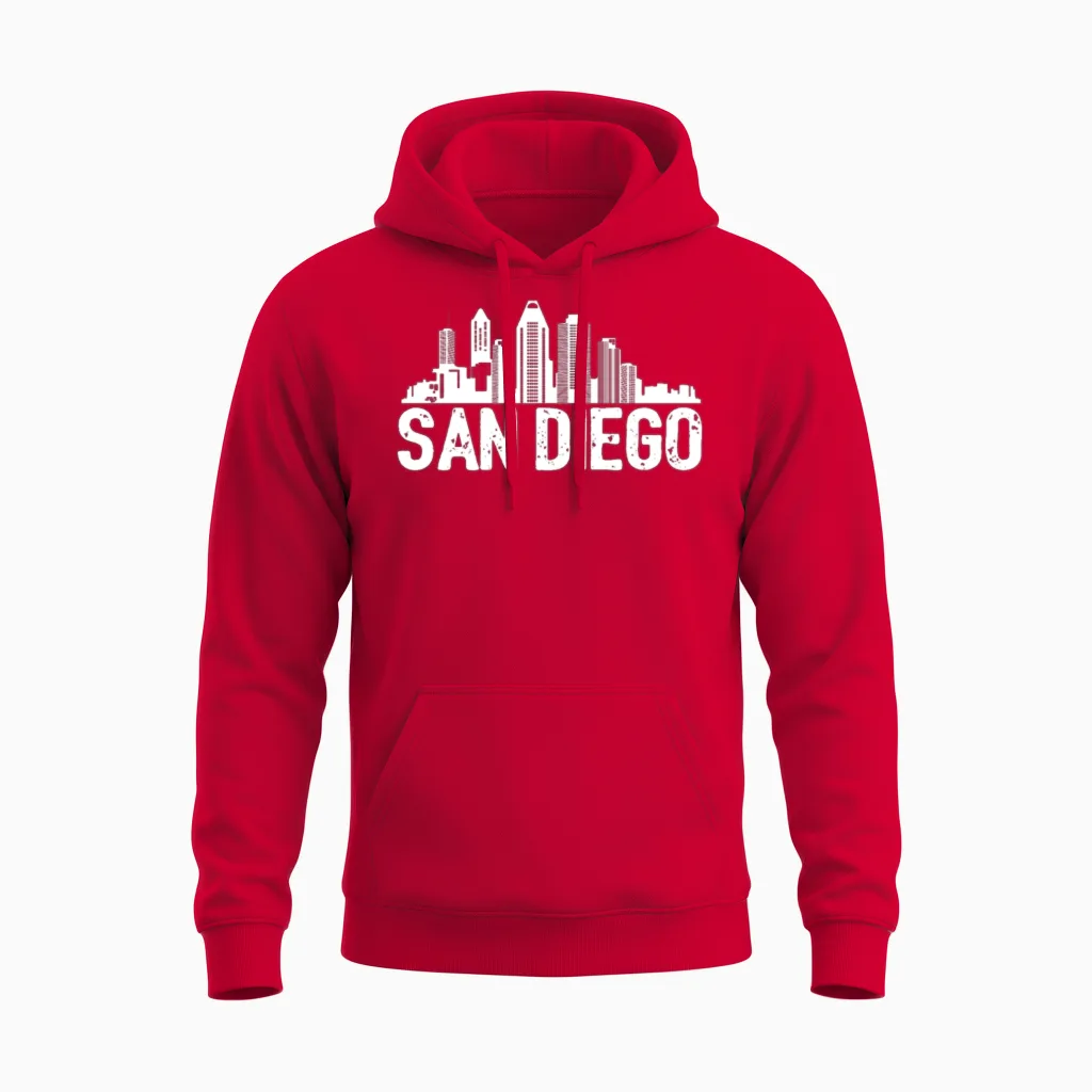 San Diego Skyline Unisex Hoodie in Red