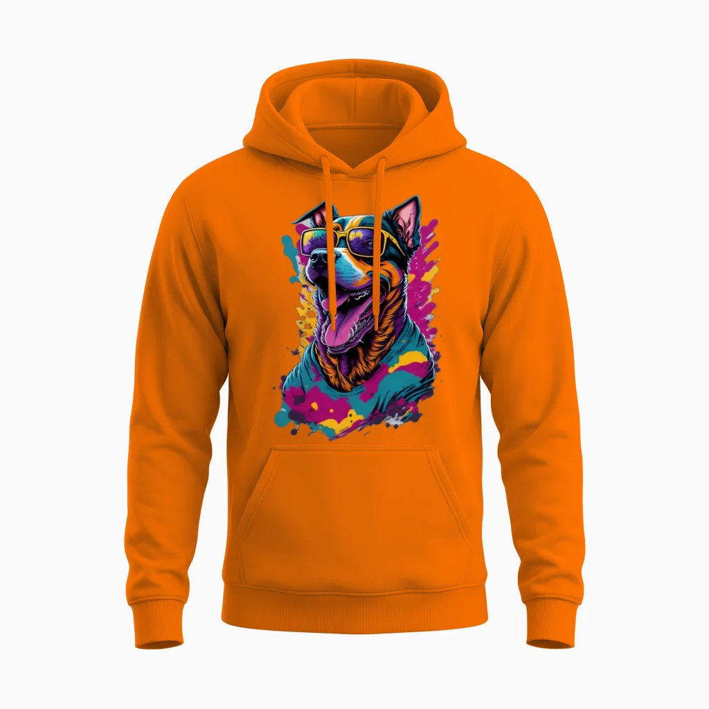 Funny Dog - Lovers Unisex Hoodie in Safety Orange