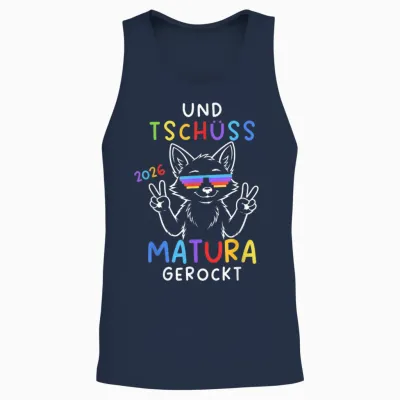 Und Tschüss Matura Gerockt Fuchs 2026 Abschluss Matura Unisex Tank Top - Navy