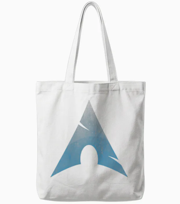 Linux Lovers Tee Arch Linux Vintage Worn Logo Open Source Bone T-Shirt, Black, S Tote Bags in White
