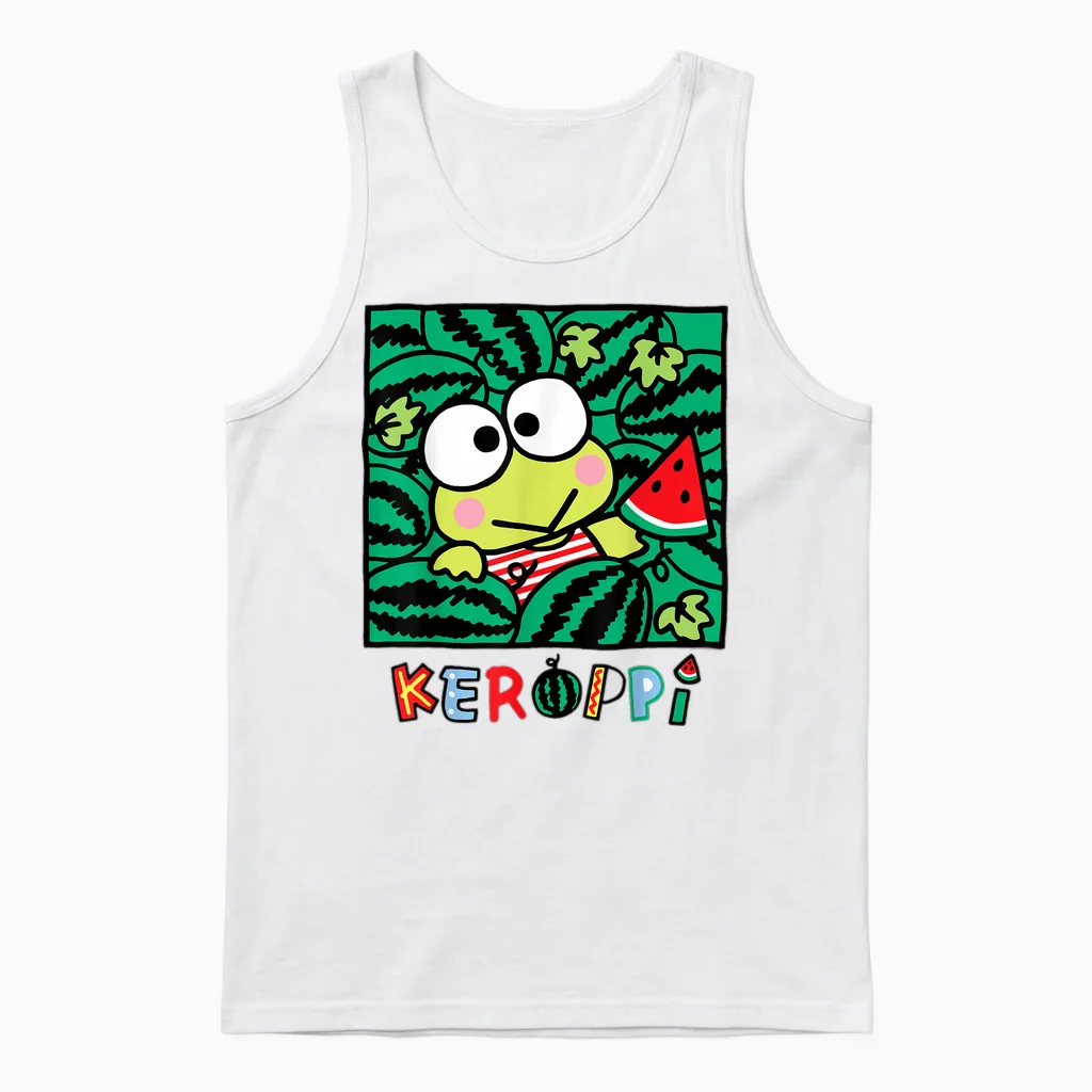 Keroppi Watermelon Summer Fun Unisex Tank Top in White