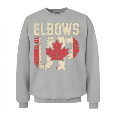 Elbows Up Canada Maple Leaf Unisex Sweatshirt - Ash