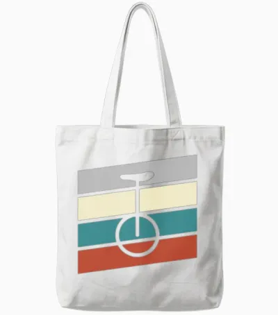 Unicycle Retro Tote Bags - White