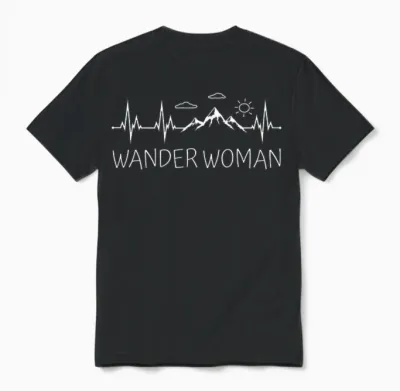 Heartbeat Wandern Wanderwoman Berge Herzschlag Wander Woman Unisex T-Shirt - Black