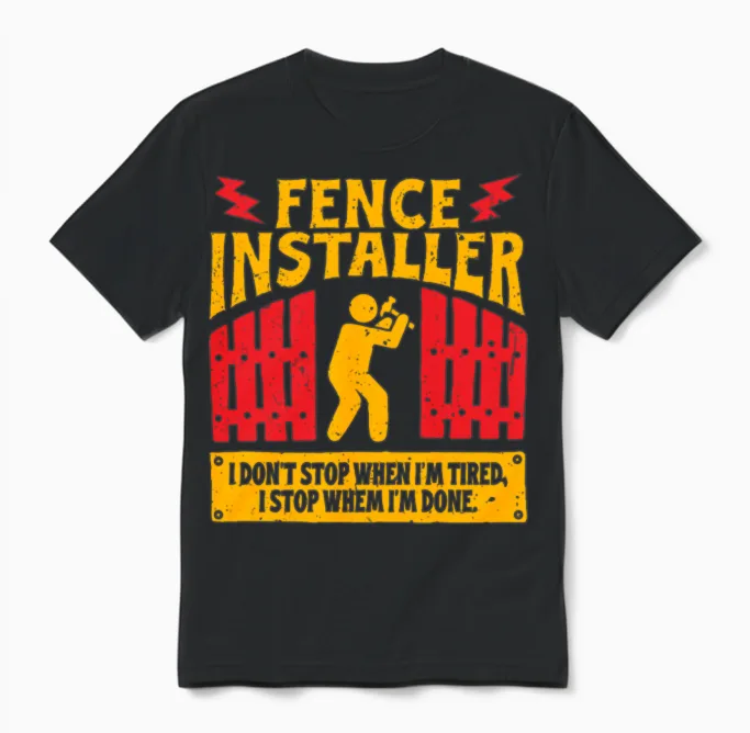 Fence Installer Unisex T-Shirt in Black