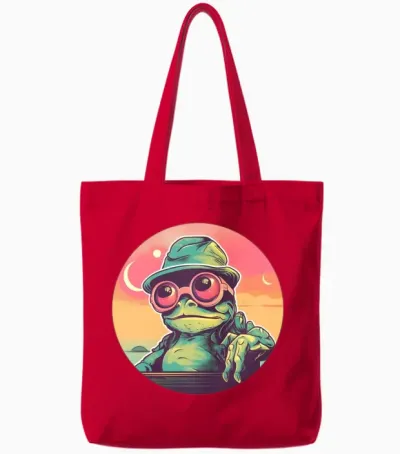Style Frog Lovers Retro Tote Bags - Red