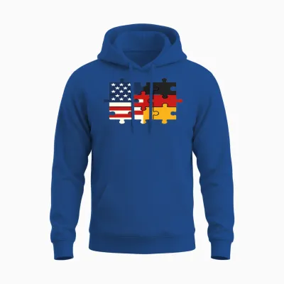 Usa Germany Puzzle Flag Unity Unisex Hoodie - Royal