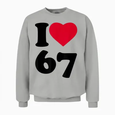 I Love Heart 6-7 Meme Dominosix-Seven Funny 67 Gen Z Alpha Unisex Sweatshirt - Ash