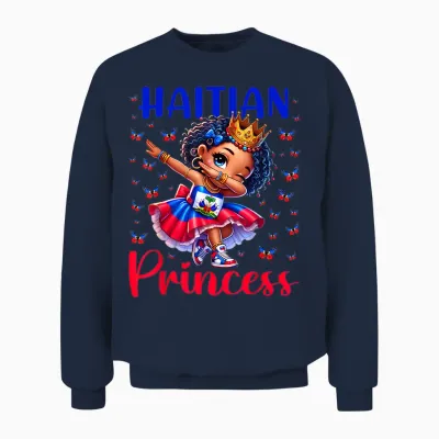 Haitian Princess Dabbing for Girls and Children Unisex Sweatshirt - Navy