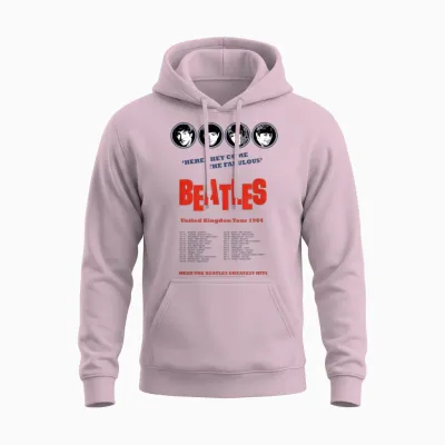 Offiziell the Beatles Uk Tour 1964 Retro Band Pop Rock Unisex Hoodie - Light Pink