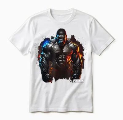 Frex Animal Gym-Wear Gorilla Affe Damen Bodybuilding Workout Motivations-T-Shirt Schwarz Kurzarm S Eu 34/36 Unisex T-Shirt - White