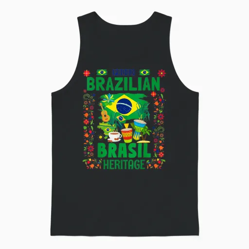Brazil Flag for Kids - Brazil and Brazil Flag T-Shirt, Yellow, S Unisex Tank Top in Black