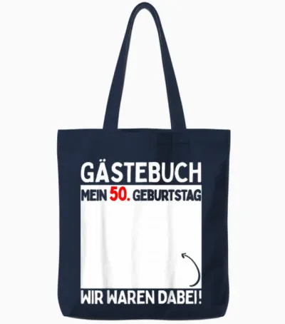 50th Birthday Man Woman 50 Years 1974 Decorative Funny Gift T-Shirt, Black Tote Bags - Navy