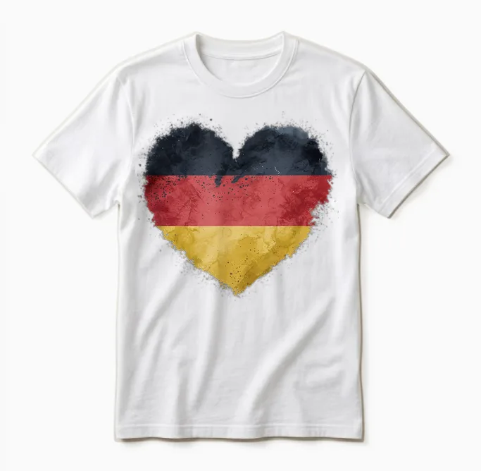 Leuchtendes Herz, Deutsche Flagge, Farben, Deutschland-Fan Unisex T-Shirt in White