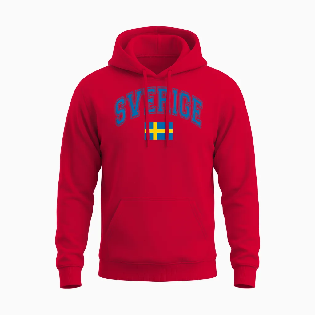 Schweden Sverige Flagge Unisex Hoodie in Red