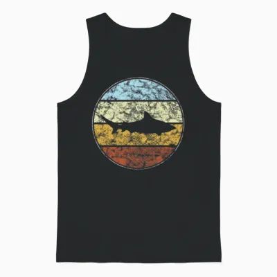 Shark Retro Unisex Tank Top - Black