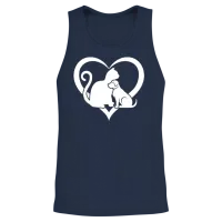 Dog and Cat Lover Dog Lover - Funny Cat & Dog Hear Unisex Tank Top - Navy – 2