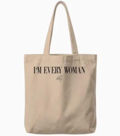 Whitney Houston I'm Every Woman Black Tote Bags - Natural