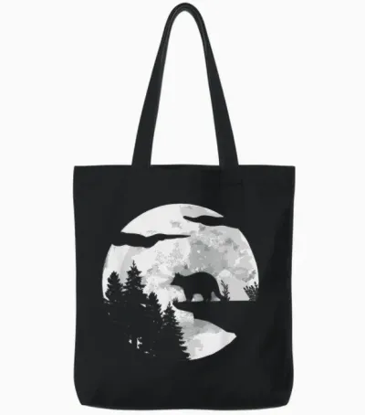 Waschbären Vollmond - Lustiger Waschbär Tote Bags - Black