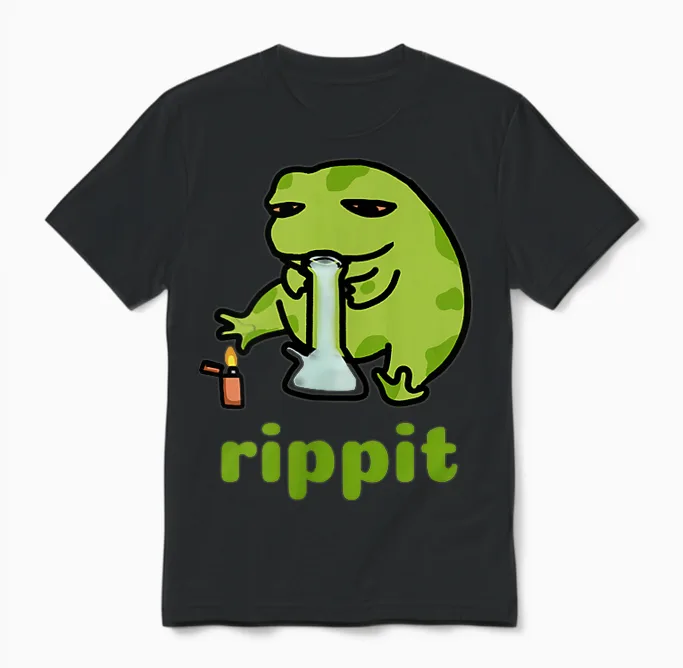 Rippit Stoner Frog | Weed, Marijuana Smoker, Cannabis 420 Unisex T-Shirt in Black