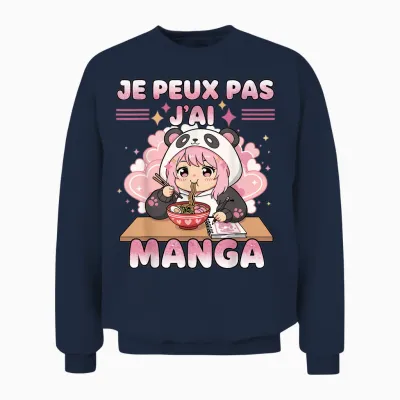 Je Peux Pas J'ai Manga - Humor Kawaii Ramen Anime Japanese Unisex Sweatshirt - Navy