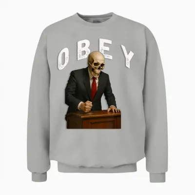Obey Usa Fight Funny Freedom Power Unisex Sweatshirt - Ash