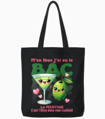 Bac 2026 Olive Diplômée Cadeau Drôle Pour Bachelier Mention Tote Bags - Black