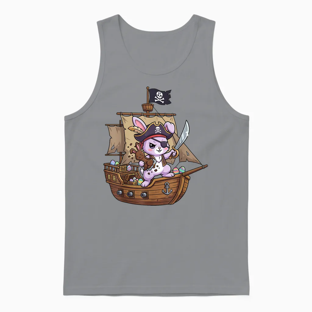Six Seven 6 7 Schiff Hase Lustiges Ostern Osterei Kinder Unisex Tank Top in Sport Grey