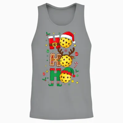 Ho Ho Ho Pickleball Christmas, Funny Paddle Players Holiday Unisex Tank Top - Sport Grey