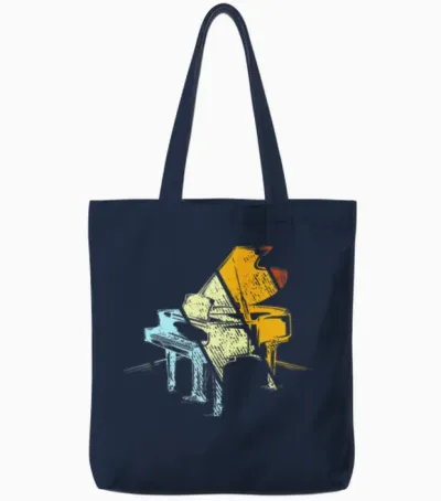 Piano Retro Tote Bags - Navy
