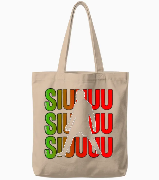 Siuuuu Funny Soccer Present for Soccer Lovers Fan Kid's Boys Tote Bags in Natural