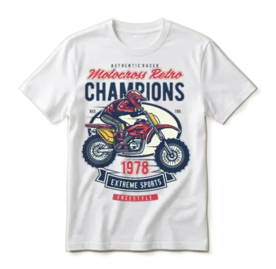 Motocross Retro Classic Motorcycle Unisex T-Shirt - White