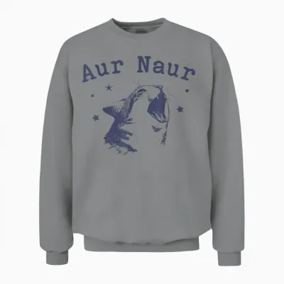 Aur Naur Funny Cat Meme Internet Slang Lover Cat Unisex Sweatshirt - Sport Grey
