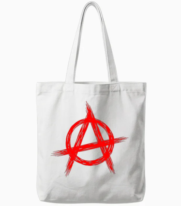 Rotes Anarchistisches Symbol, Verzweifelter Rockstar Der Politischen Anarchie Tote Bags in White